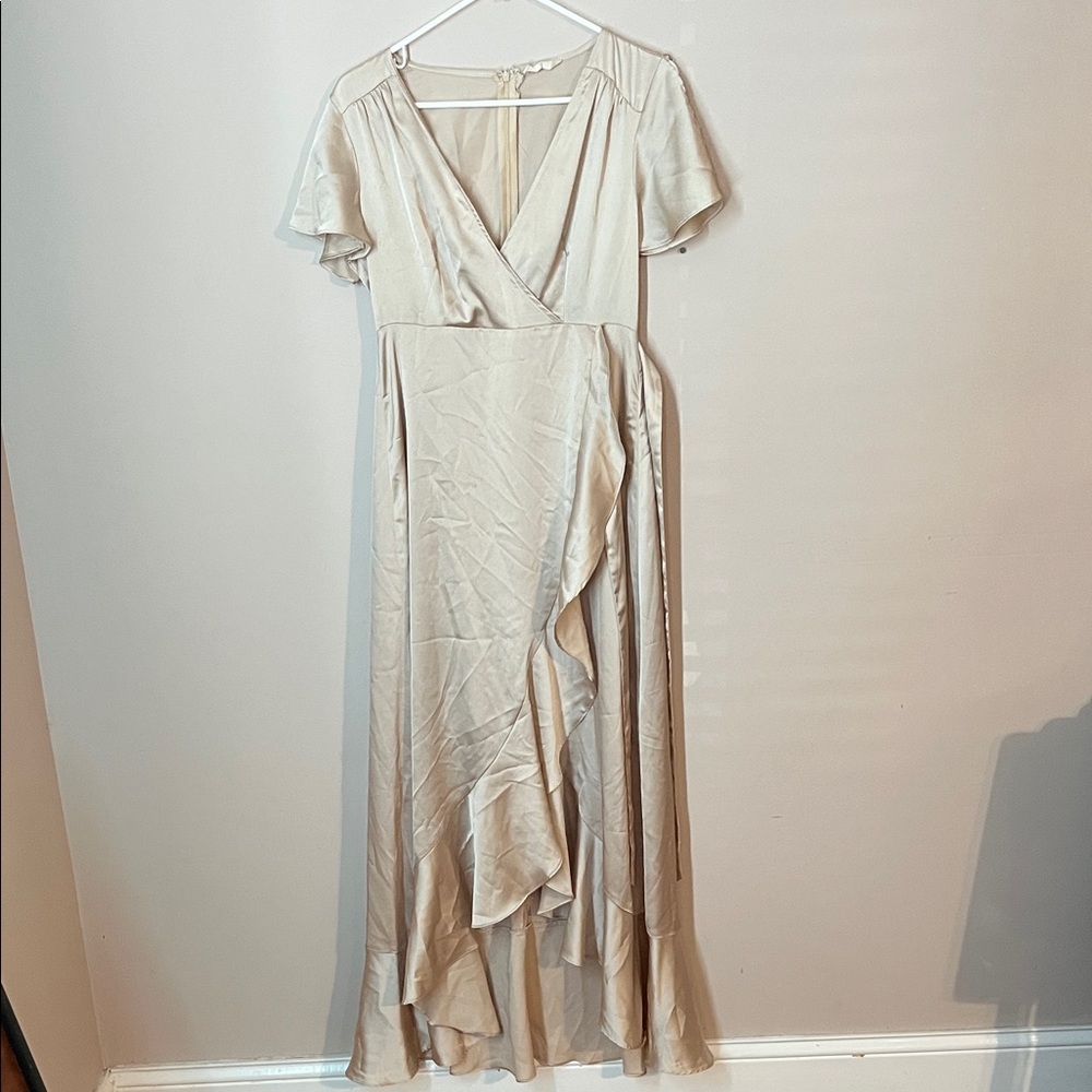Altar'd State Soft Ivory Wrap Maxi Dress